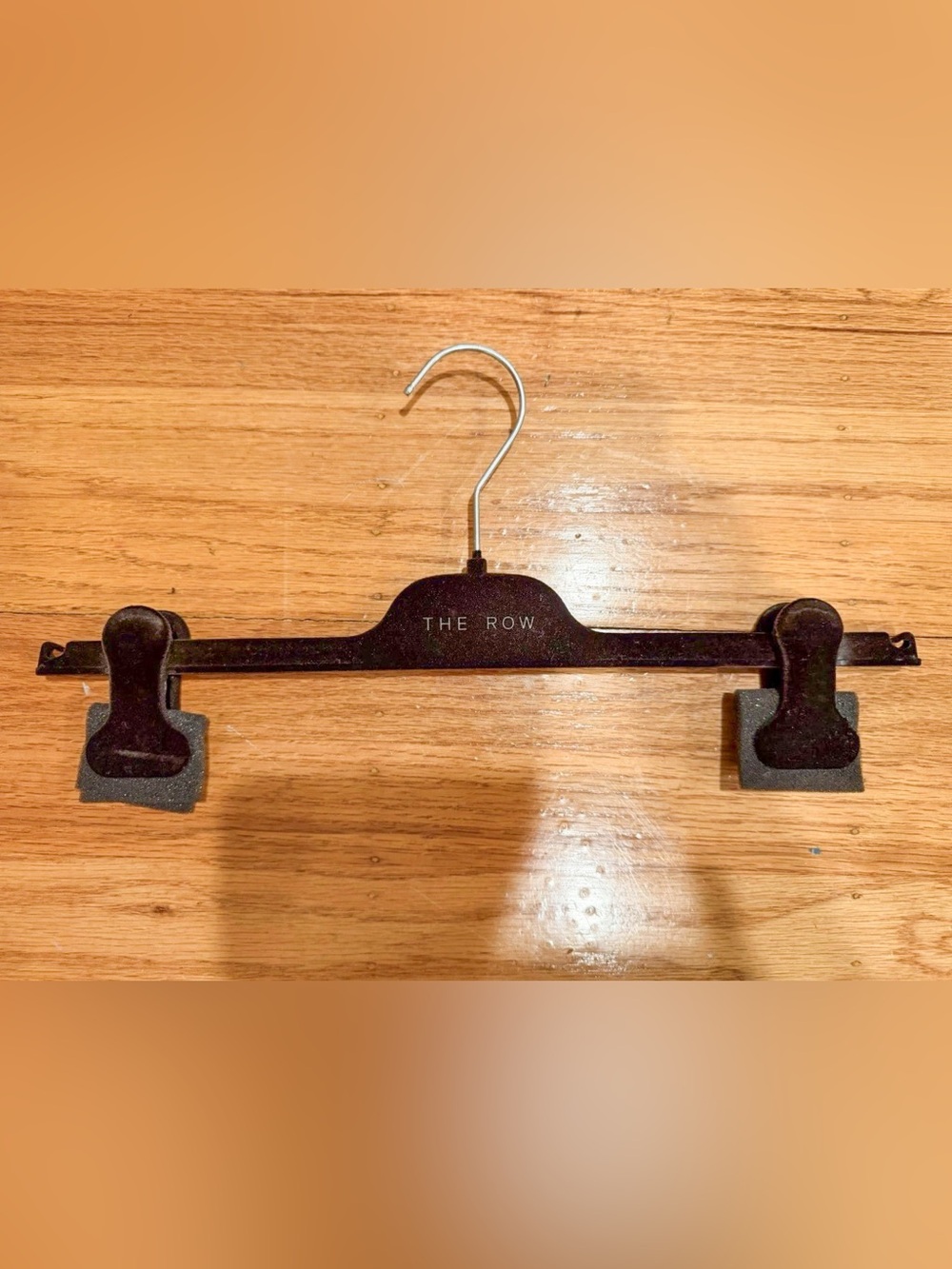 The Row Luxury Velvet Logo Embossed Clothing Hanger Brown Clip Style